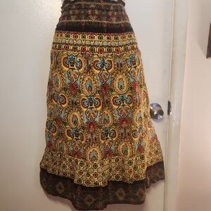 Hessi Multicolor Boho Midi Skirt- Size M